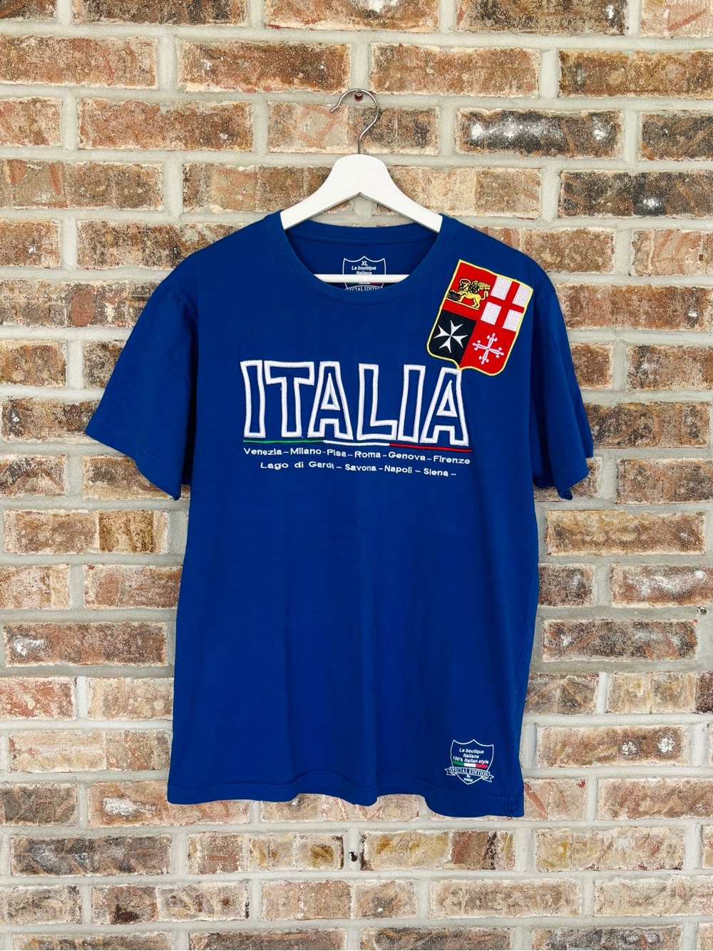 La Boutique Italia Men’s XL Special Edition Italia T-Shirt Blue 100% Cotton